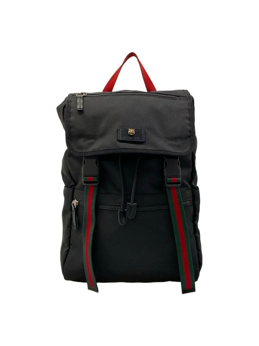 Gucci Backpack Sherry Black Green Multi Leather